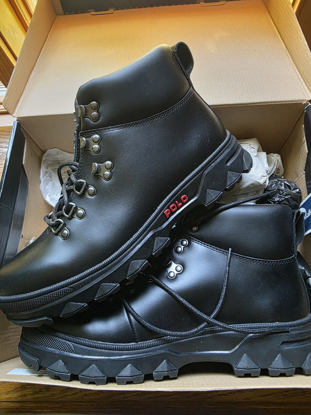 Polo by Ralph Lauren Men’s Black Leather Hainsworth Vintage New Old Stock Boots